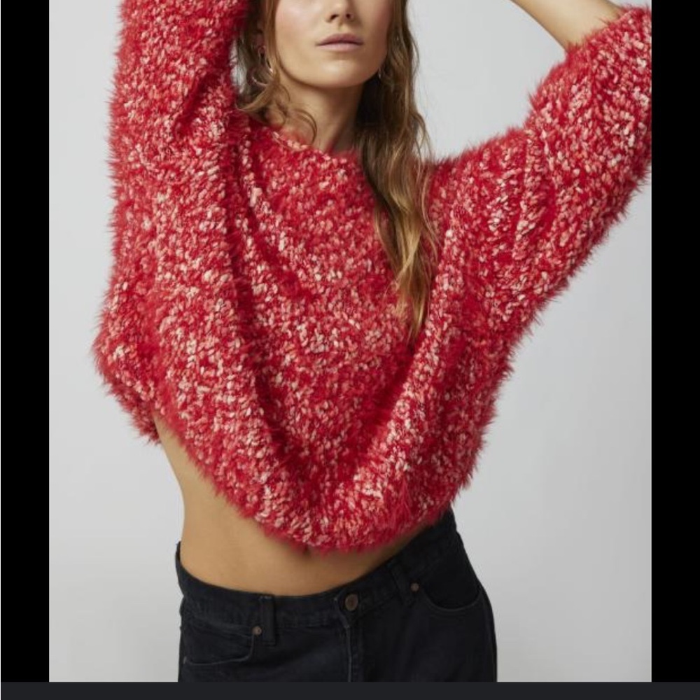 Red urban outfitters fuzzy sweater